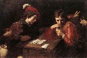 VALENTIN DE BOULOGNE Card-sharpers t oil painting on canvas
